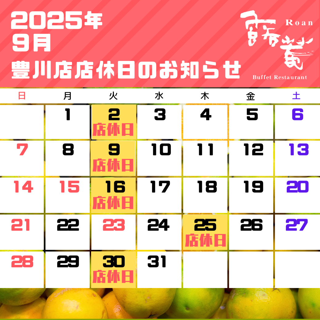 豊川店店休日（2025年05月）